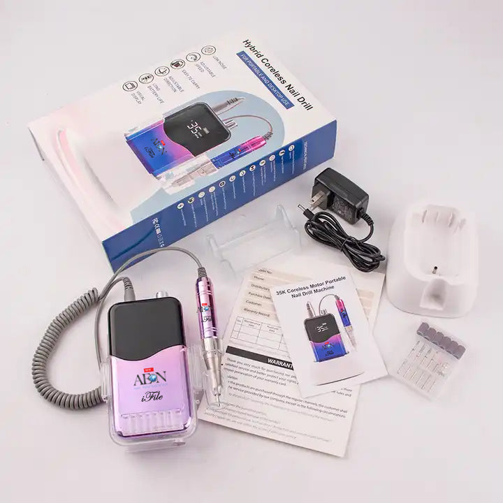 2-in-1 Hybrid Brushless Portable Nail Drill Machine #Gradient Purple